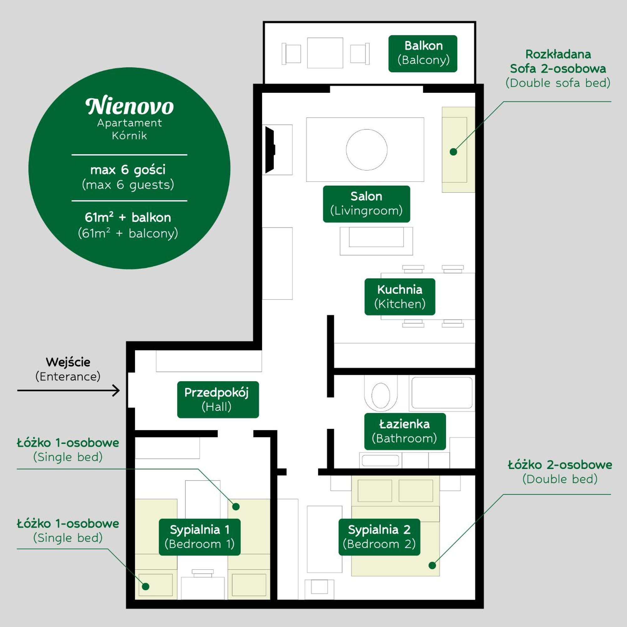 Nienovo - Apartament Kornik Niedaleko Jeziora I Widok Na Arboretum Екстер'єр фото